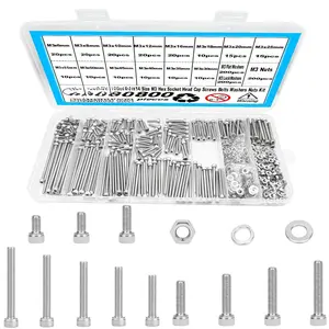 800 count M3 Screw Kit,M3 Hex Socket  Cap Screws Assortment with Nuts and Washers,304 Stainless Steel Metric Screws,M3  for  Printing(M3 x 6/8/10/12/16/18/20/25/30/35/40/45/50/55mm)