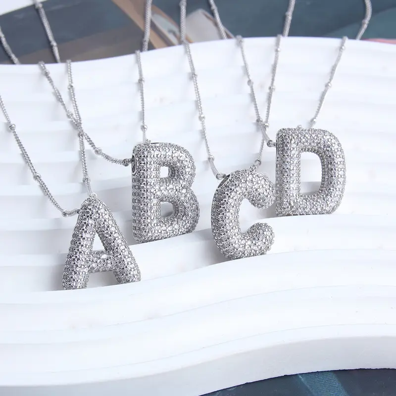 DRINSPER Bling Initial Choker - Silver-Plated Unisex Dainty Initial Necklaces with Synthetic or Simulated Coloured Gemstone Rhinestones, Casual Personalized Daily Wear Jewelry
