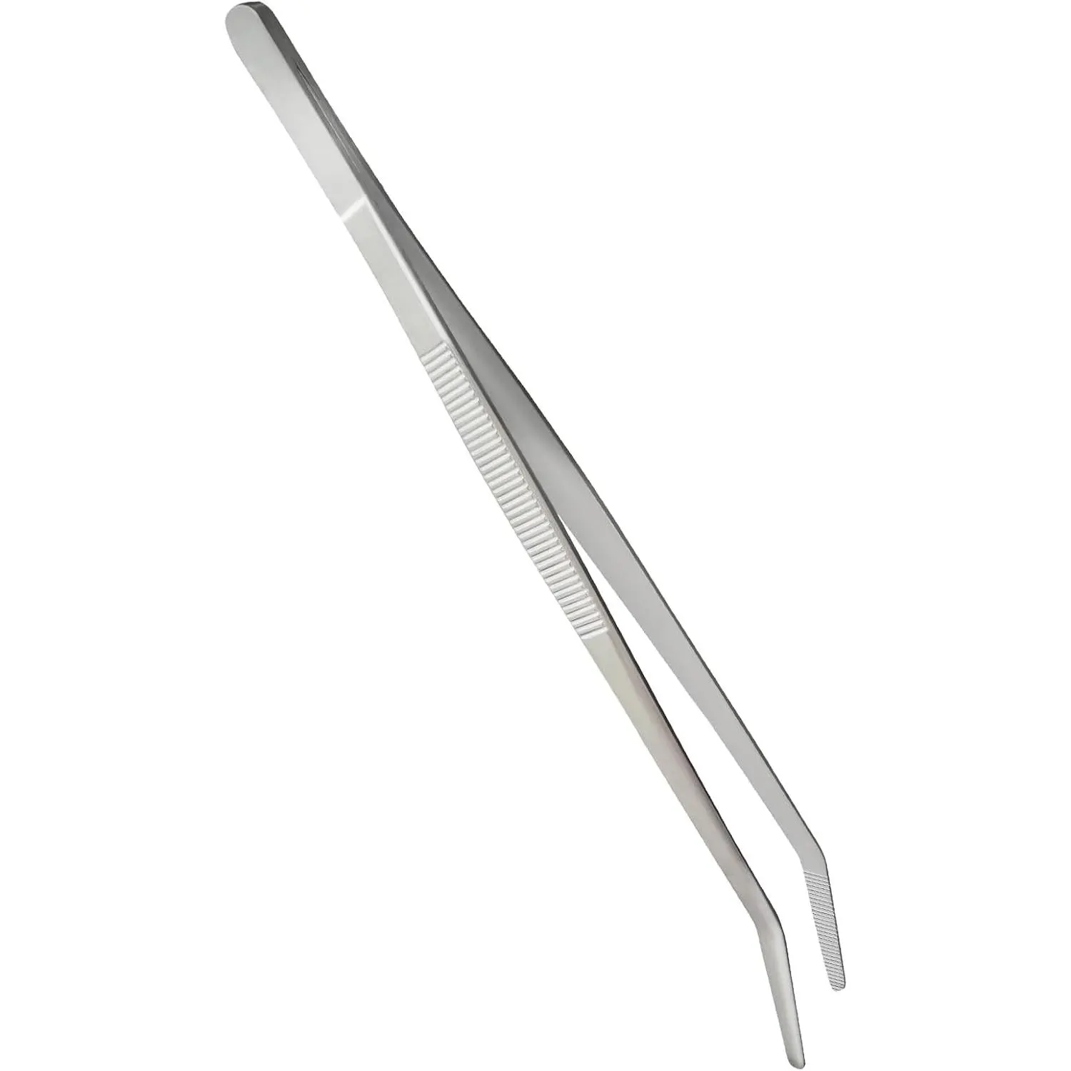 8-Inch Kitchen Tweezers Stainless Steel Culinary Plating Tweezers (Curved Head)