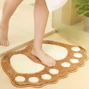 Cute Foot Pattern Bath Mat, Non-slip Soft Absorbent Bathroom Mat, Comfortable & Safe Bathroom Decor, Bathroom Accessories