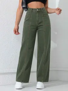 Women's New Season Sexy Loose Elegant Casual Streetwear Denim Straight Pocket Pants, Versatile Commuter Wear, Teen Y2K Style