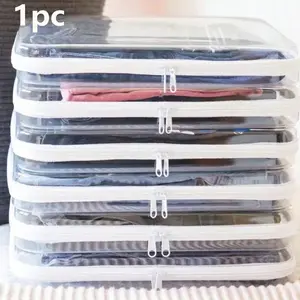 1pc Best-Selling PVC Zipper Toy Storage Box, Transparent Bag, Stackable Hard Plastic Organizer, Home Storage, Multi-Purpose