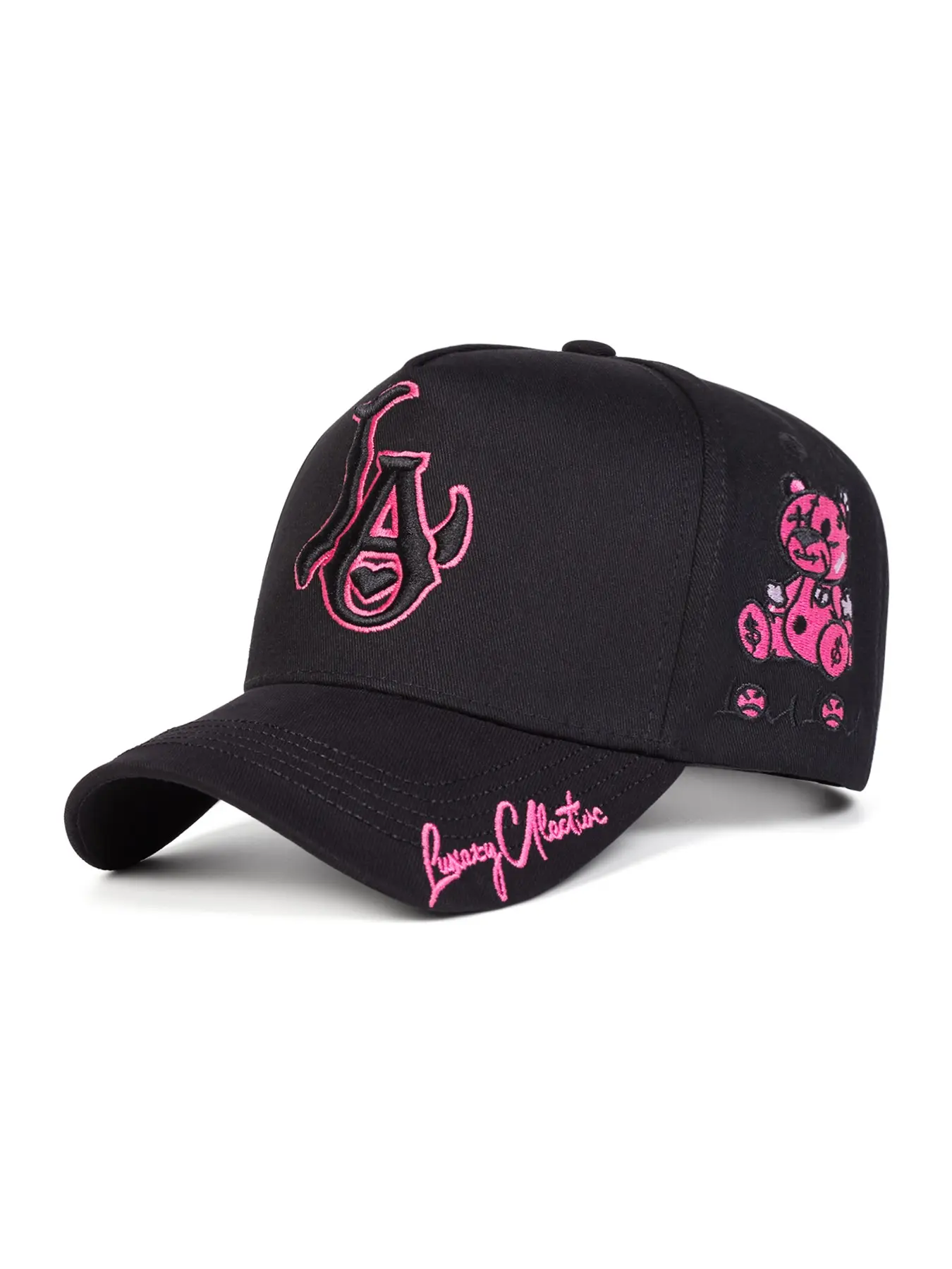 Unisex La Heart Five-Panel Baseball Cap, Adjustable Sun Protection Casual Trendy Hat for Spring & Fall, Outdoor Travel Beach Vacation