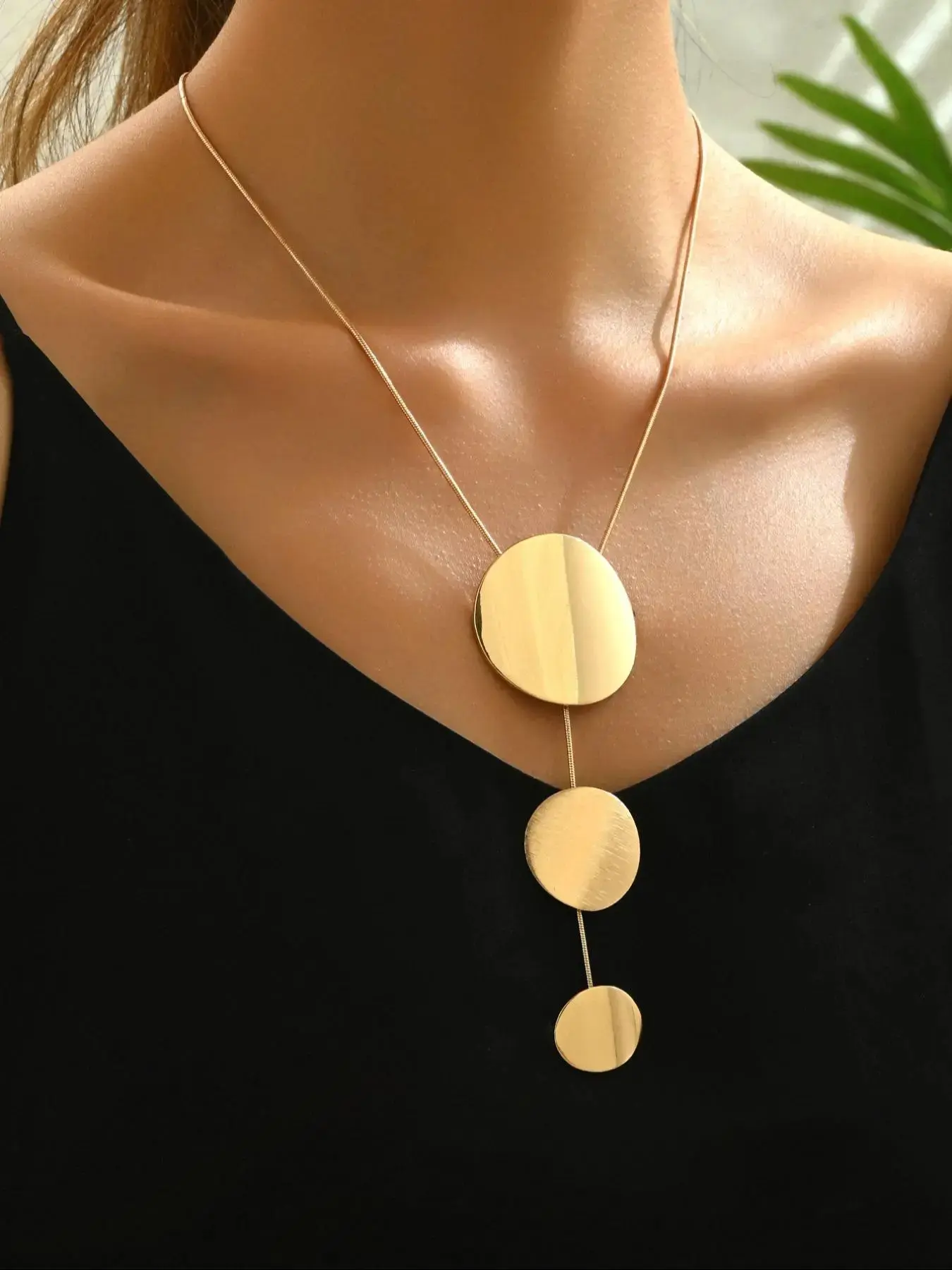 Women's Boho Style Geometric Disc Design Pendant Necklace, Fashion Jewelry for Party, Daily Clothing Decor, Trendy All-match & Exquisite Jewelry for Birthday Gift, Daily Wear Beach Boho Necklace