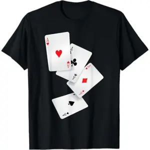 100% Cotton Summer t Shirts Four Aces Poker Pro Lucky Player Winner Costume Hand Gifts T-Shirt