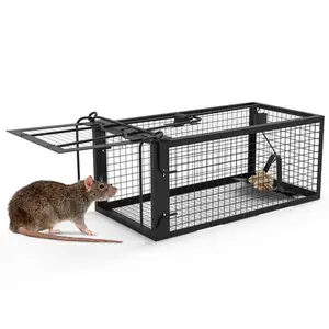 SmartCatchX 1Pc Rat Trap Cage Humane Live Rodent Trap Cage Galvanized Iron Mice Mouse Control Bait Catch with Detachable U Shaped Rod
