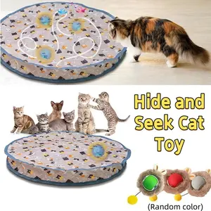 Smart Interactive Cat Toys Ball Fast Rolling in Pouch Hide and Seek Kitten Toy Motion Activated Interactive Cat Toy for Indoor