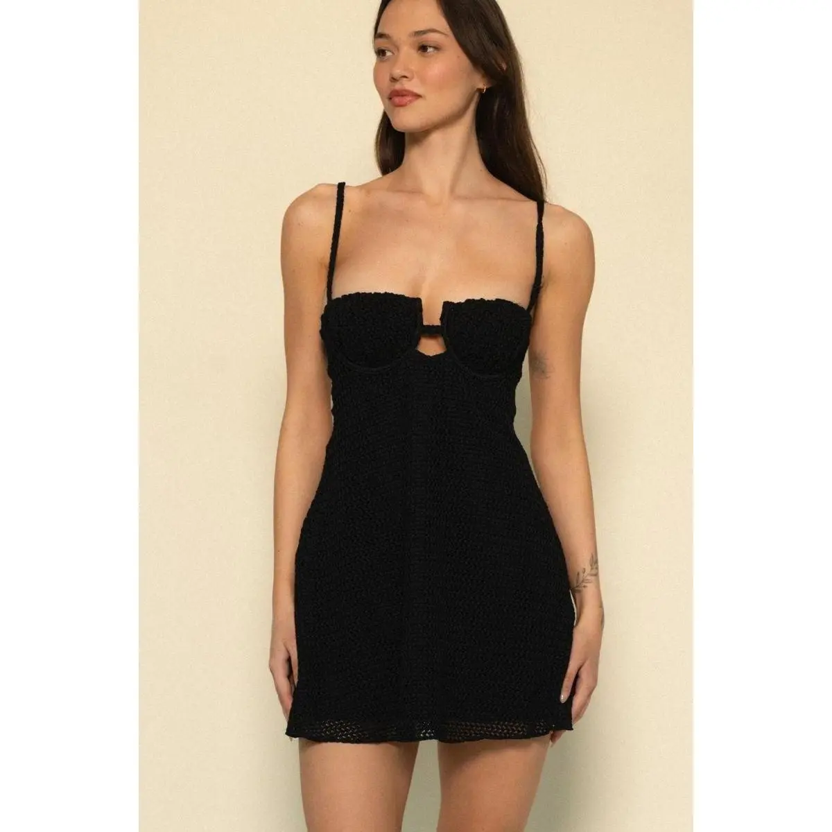 Black Crochet Petal Short Slip Dress - TikTok Shop