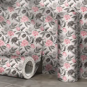 Thick Vintage Floral Waterproof PVC Self-Adhesive Wallpaper Roll, Peel and Stick Wallpaper Designs, Kitchen Bathroom Decoration, Oil Stain Protection, Home Decor