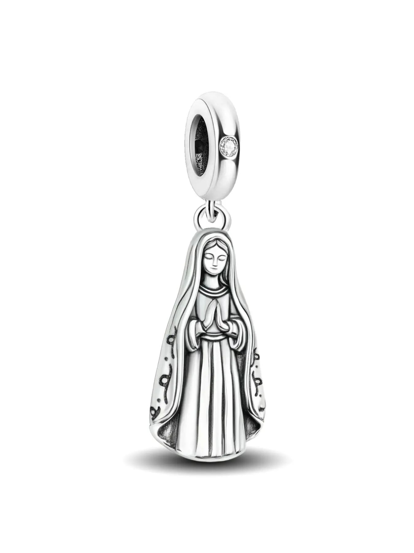 1Pc New Design Luminous Virgin Mary Charm Beaded Charm Cross Bead Charm DIY Faith Jewelry Making Kit Suitable for Bracelet Creative Craft Material Holiday Gift Pendant Women Birthday Gift Daily Wear Accessories
