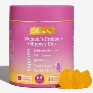 Reqaky Her Juicy Feminine Probiotics Gummies- All in One Solution with Slippery Elm and Prebiotics&Lactobacillus Probiotic Blend for Women’s pH Balance and Dryness - Hawaiian Pineapple Gummies 60 Count probiotics women