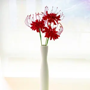 1 Handmade Crochet Red Spider Lily Stem(no vase) - Bold Floral Decor - Yarn Flower
