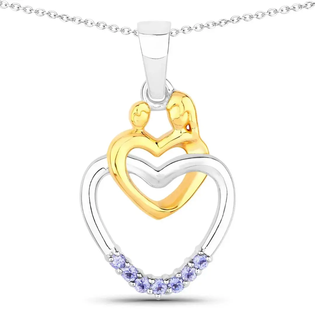 Genuine Tanzanite Pendant Heart Mom Necklace