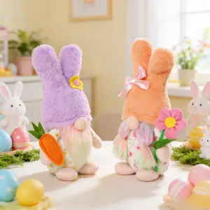 2pcs Easter Cute Bunny Decorative Figurine Set, Cute Animal Design, Indoor Desktop Holiday Decoration, Adorable Rabbit Ornaments for Home and Office