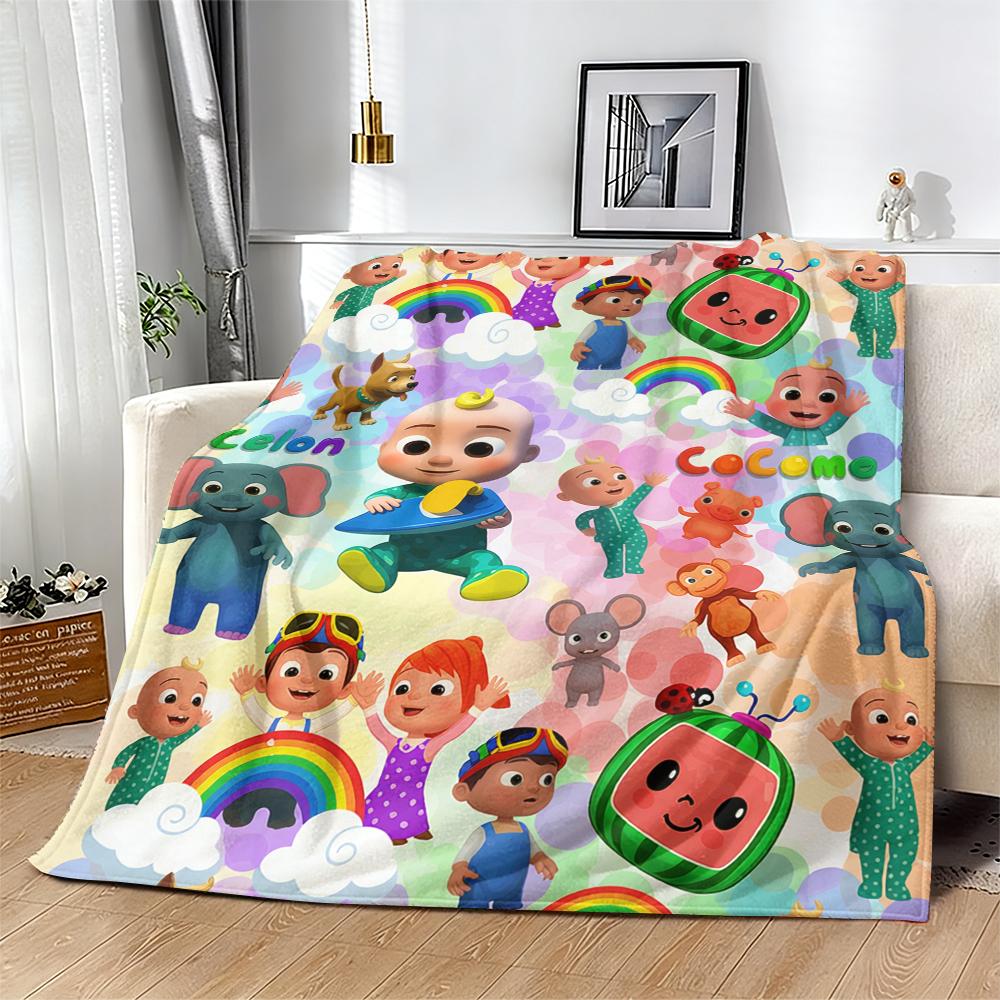Cocomelon Rainbow Cartoon Kids Flannel Blanket, Soft Warm Cozy Throw For Bed Sofa Nap Travel, Cute Home Decor, Holiday GiftGift For Men & Women, Gift For Kids, Birthday Gift,Christmas,Halloween Blanket