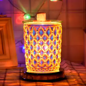 Glass Wax Melter Heater with Touch Switch, 3-Speed Adjustable Electric Candle Burner, Aromatherapy Fragrance Wax Diffuser Oil Lamp, 120V US Plug, Desktop SPA Home Decor Office Bedroom Gift