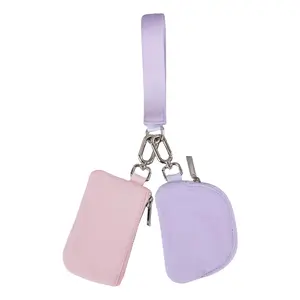 [Mother's Day Gift] Mini Zip Around Wristlet keychain Wallet for Women, Dual Pouch Wristlet Portable wallet, Coin Purse Mini Women Coin Pocket