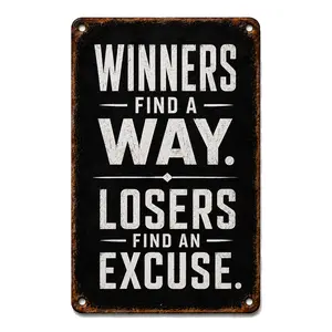 Vintage Metal Aluminum Sign, 8x12in Winners Find A Way Wall Art for Home Living Room, Garage Decor (Home Supplies, Plaques & Signs)
