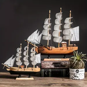 1pc Nautical Sailing Ship Decor - Wooden Home Accent for Living Room, Office Desk, Wine Cabinet & Entryway -  Rustic Style - For Home Decor Enthusiasts - Perfect Gift for Housewarming & Maritime Lovers Ornaments