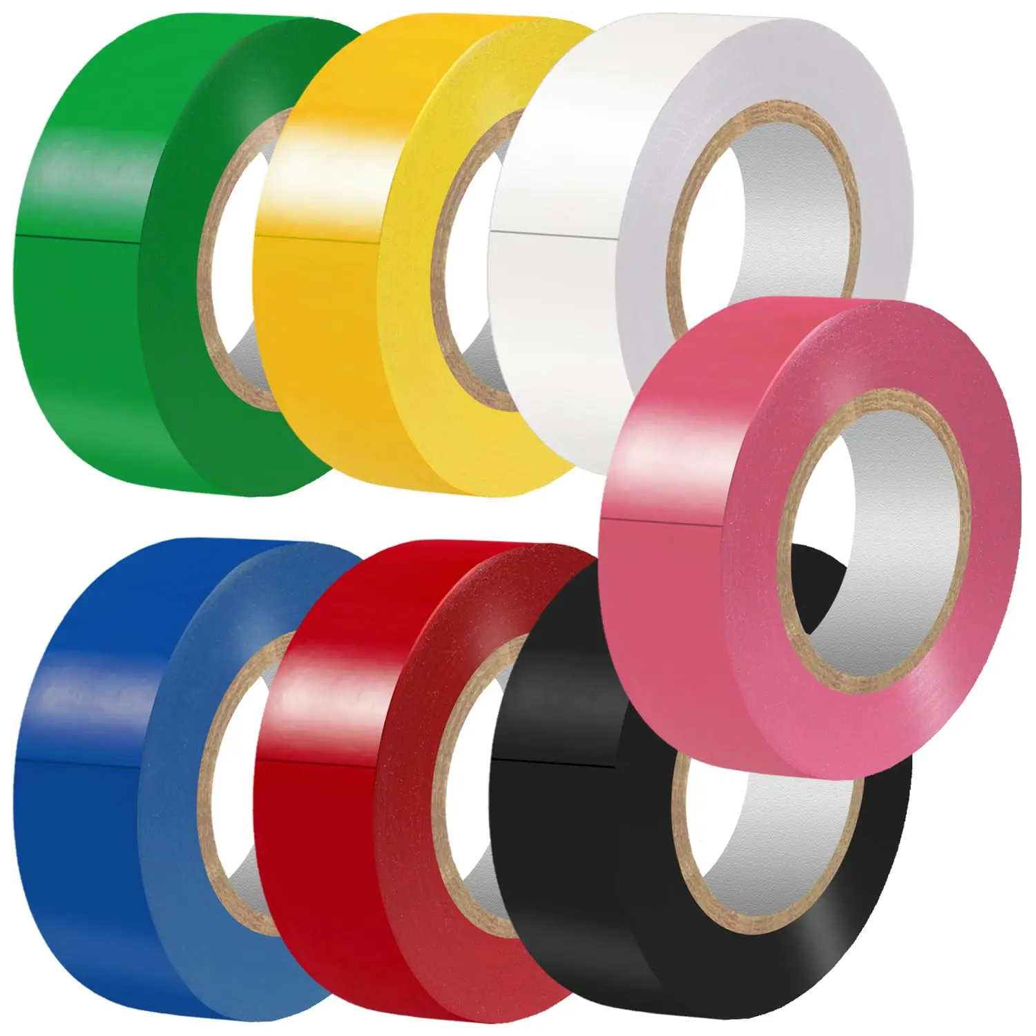 Insulating Electrical Tape, Multi-Colored, 7 Rolls (3/4in x 30ft) - Waterproof, Strong Adhesive, Durable Easy-Wrap for Wire Repair