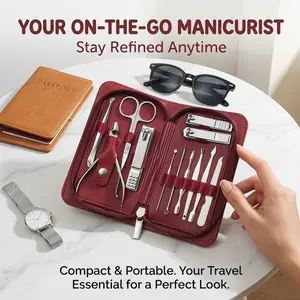 Professional Nail Clipper Set, 12-Piece Stainless Steel Nail Clippers with Luxury Travel Case, Essential Nail Care Tools