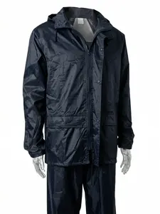 Waterproof PVC Rain Gear Set with Zipper, Hooded Jacket and Pants, Durable Non-Elastic Fabric, Detachable Design, Ideal for Outdoor Activities