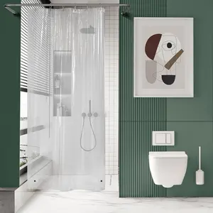 Amazerbath Small Shower Curtain Liner, 36X72 Stall Plastic Clear Shower Curtain Liner, PEVA Cute Narrow Shower Liner, Stand up Shower Curtain Liners with 2 Magnets and 6 Rustproof Grommet Holes AmazerBath