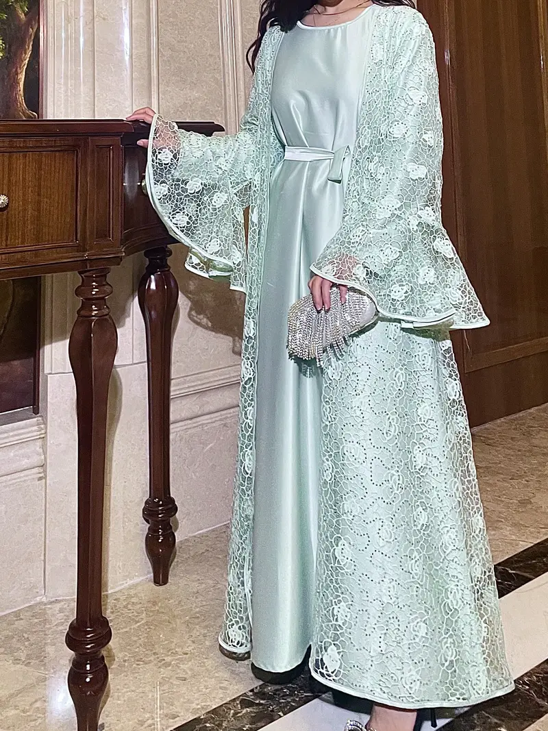 green emerald velvet dress Glitter Ombré Abaya