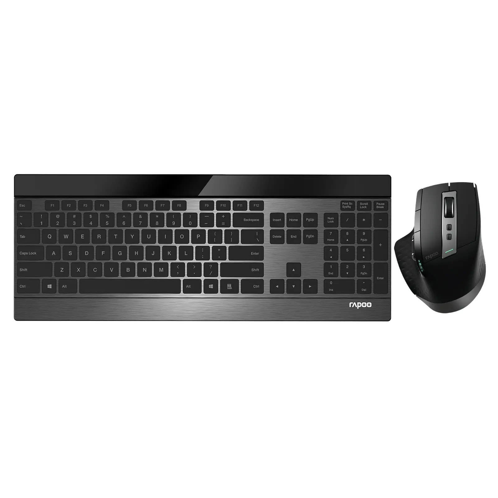 Rapoo 9900M Wireless Keyboard and Laser Mouse Combo, Multi-Device Keyboard and Mouse Set, Support 4 Devices, 0.16-Inch Ultra-Thin, Bluetooth + 2.4GHz Tri-Mode Wireless for Windows/Mac/Linux/Chrome