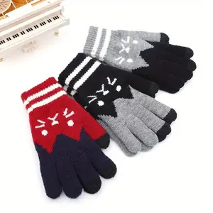 1 Pair Women's Winter Warm Gloves - Winter Touch Screen Gloves Soft Warm Fleece Lined Knit Elastic Cuff Texting Gloves