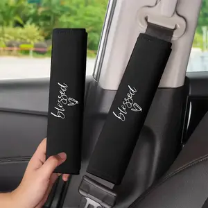 2 Piece Car Seatbelt Shoulder Pads, Letter Embroidery Design, Driver and Passenger Comfort Accessories, Durable Safety Belt Covers, Car Interior Accessory