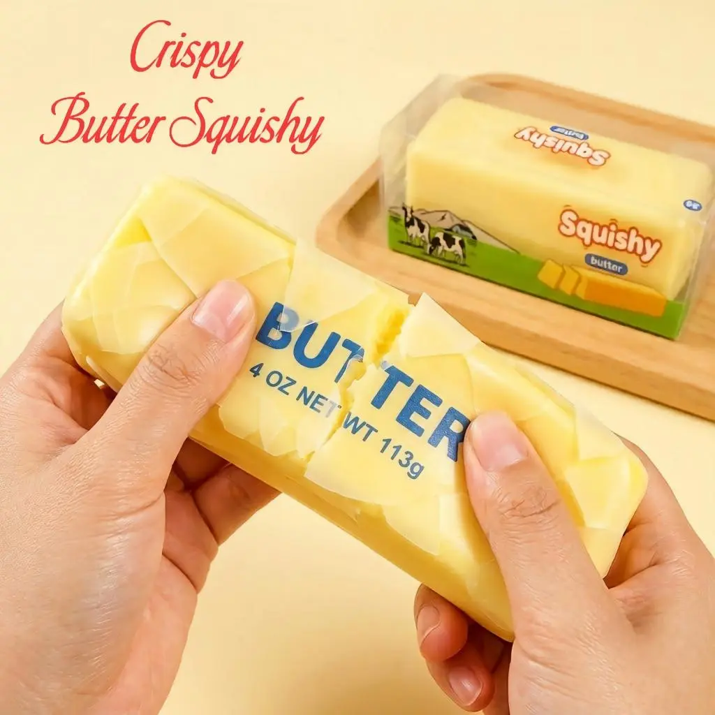 [Fast Ship] Crispy Wax Butter Stick Squishy Toy | Slow Rebound PU Foam Fidget | Crackling ASMR Sounds For Instant Anxiety Relief | Portable Sensory Squeeze Focus Tool For ADHD Autism | Relaxing Desk Accessories For Office Work Home Fun Gifts For Kids