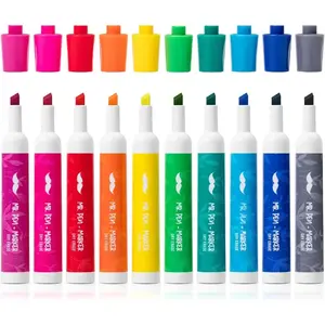 Dry Erase Markers - Low Odor, Chisel Tip, 10 Pack, Vibrant Colors, Whiteboard Markers