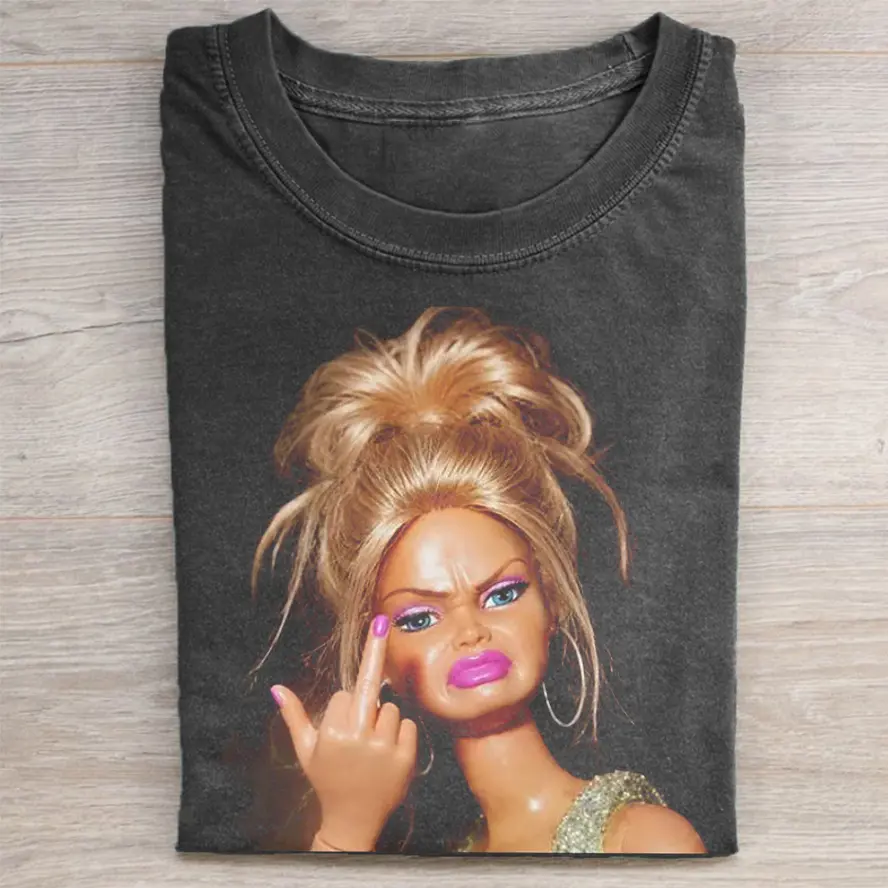 Shocked Funny Doll Graphic T-shirt,Unisex Funny T-Shirt, Funny Meme Apparel Tee, Trendy Women's Shirt,Summer Graphic Tee,Vintage Style Graphic Design T-Shirt, Vintage Baggy Style Streetwear Tops