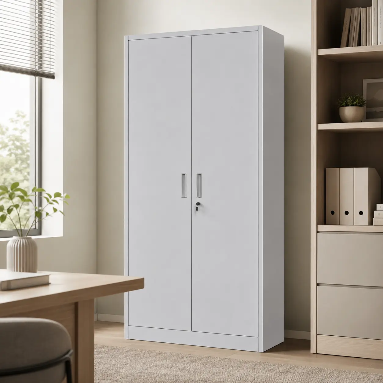 Metal Storage Cabinet, 70.9 Inch Tall Lockable Steel Office Cabinet with 2 Doors and 5 Tier Shelves, Heavy Duty File Cabinet Organizer for Home Office, Garage, Utility Room, Warehouse, Basement, School, Supply Room, Silver Gray