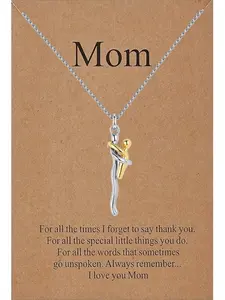 Family Hug Pendant Necklace, Silver Color Mother Son Pendant, Family Gift, Mom Jewelry, Party and Christmas Gift, Birthday Gift, Exquisite Jewelry Gift