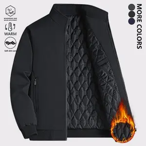 Men's Classic Solid Color Cotton Jacket, Thickened Windproof Warm Stand Collar Coat, Simple Casual Business Style Flight Jacket with Side Zipper Pockets, Suitable for Autumn and Winter Daily Commuting, Outdoor Hiking, Dining Travel Wear