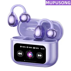 MUPUSONG new Bluetooth earphones - ergonomic clip on earbuds with LCD touch screen, lightweight and comfortable open earphones, perfect running earphones for sports and fitness Audio Headset