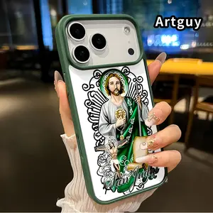 Magnetic Phone case for iPhone 17 16  Pro Max Plus 15 14 13 12 11 Air E Saint Jude's Grace Pattern Non-Yellowing Shockproof Soft Silicone Transparent Acrylic Cover Supports Wireless Charging