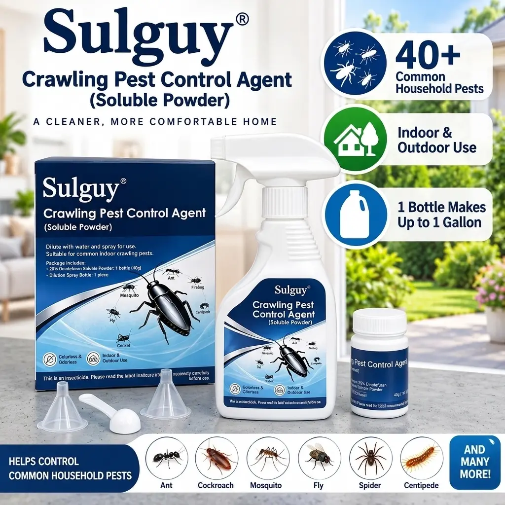 Sulguy 1-Gallon Odorless Bug Spray Kit - 20% Dinotefuran Soluble Powder Concentrate, Professional Household Indoor/Outdoor Pest Control Insecticide for Roach, Ant, Spider Infestations