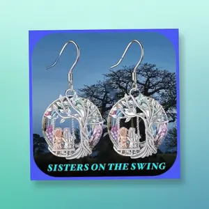 New Exquisite Beauty Tree of Life EarringsSisters Best Friend On The Swing!