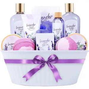 12Pcs Lavender Scented Spa Gift Baskets for Women, Luxury Relaxing Nourishing Home Bath & Body Self Care Kit, Unique Aromatic Spa Presents, Perfect Mother's Day Birthday Holiday Gifts for Mom, Her, Wife and Best Friends