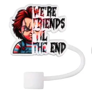 Child's Play Chucky 3D Straw Topper - We're Friends Til The End Design with Iconic Character Graphic
