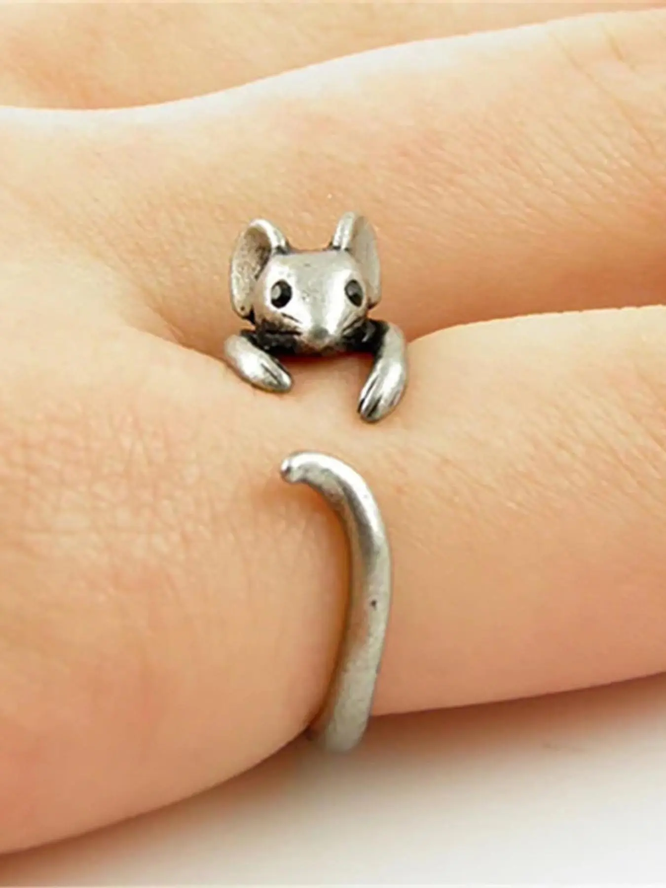 Cute Mouse Design Adjustable Zircon Ring, Cute Rings, Fashion Jewelry for Party, Daily Clothing Decor, Trendy All-match & Exquisite Jewelry for Birthday Gift