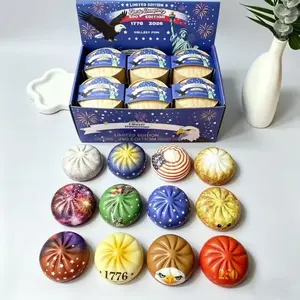250th Anniversary Bao Bun Squishy Toys, 12pcs Slow Rebound Stress Relief, Patriotic Fidget Toys for Kids Adults, 4th of July Party Favors & Gifts