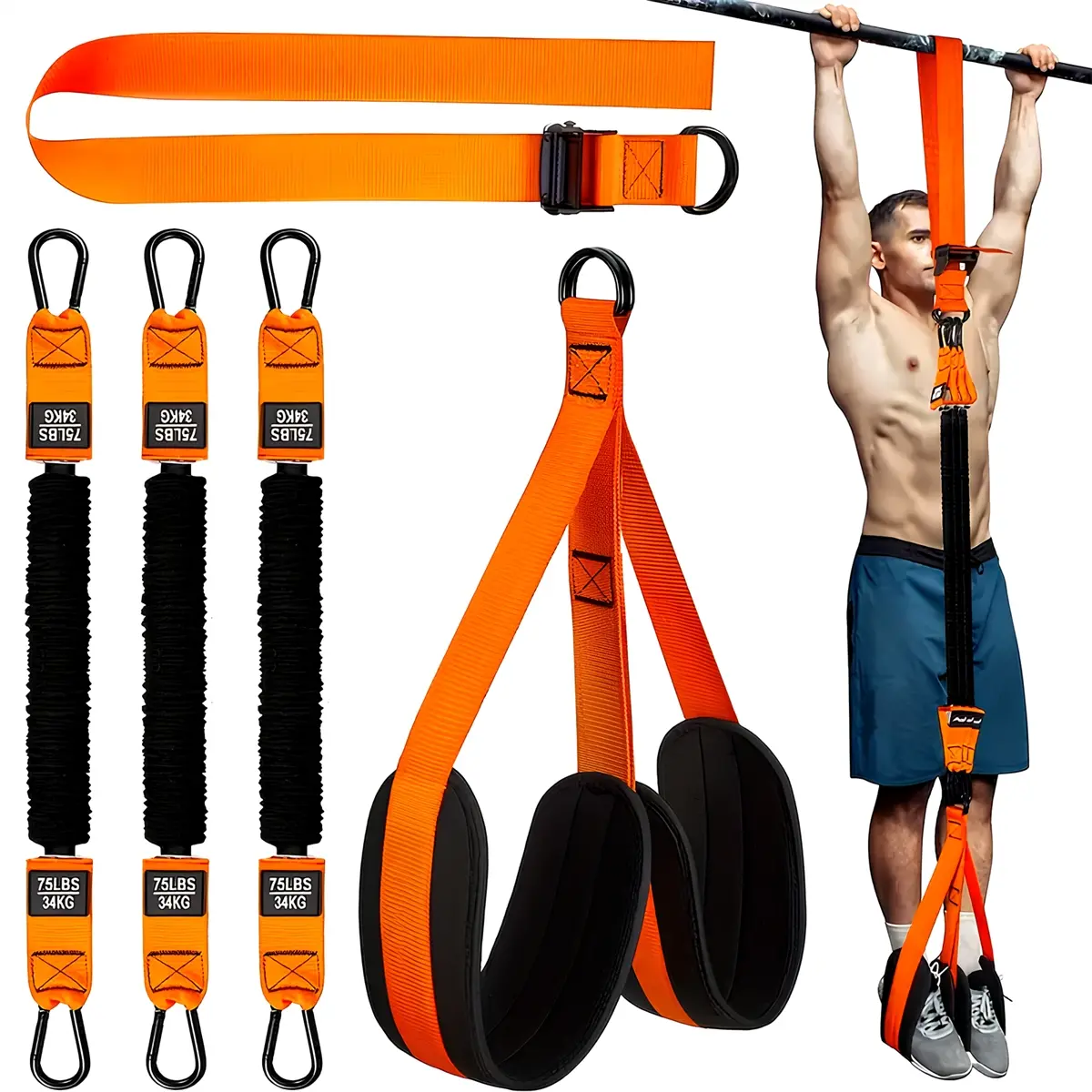 Adjustable Heavy-Duty Pull Up Assist Band, Suitable for Men Women Seniors, Fitness Beginners & Advanced Users, Gym Equipment Accessory,Suitable for both fitness beginners and advanced users,At Home Gym Equipment, Workout Straps, Gear, Training