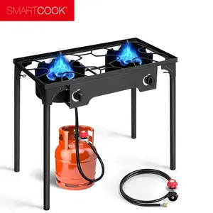 smartcook 2-burner Gas Stove is suitable for backyard kitchen, camping grill, hiking cooking, outdoor leisure, high fire power, easy to clean