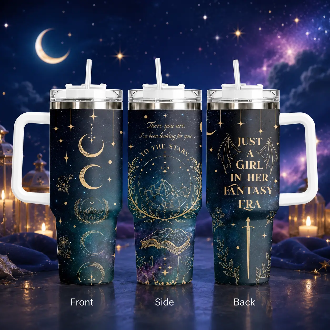 GuLuBoo Velaris Galaxy Vacuum Flasks 40oz Stainless Steel Insulated Tumbler, Leak-proof Travel Mug with Straw, Portable Water Bottle for Coffee, Gym & Office, Creative Drinkware Cup Ideal Holiday Gift