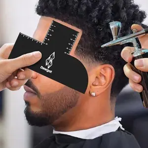 Enhancement Card for Barbers with Measurement Indicators, Reusable Barber Hairline Shaping Tool and Color Spray Edge Line Up Tool (Black)