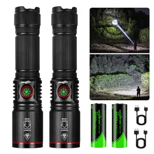 Rechargeable Flashlights 2 Pack, 6000 lumens Super Bright High Lumens Flash Light, 1 Modes Zoomable Linternas with , Powerful Handheld LED Flashlights for Home Emergencies  bright flashlight